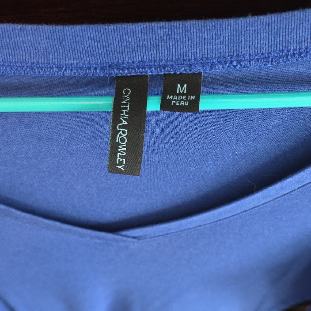 Cynthia Rowley Royal Blue V-Neck Long Sleeve Top - Picture 2 of 2